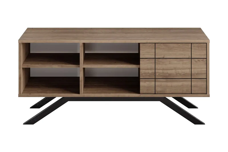 Einbeck Tv-benk 130 cm, Svart/Mørkebrun