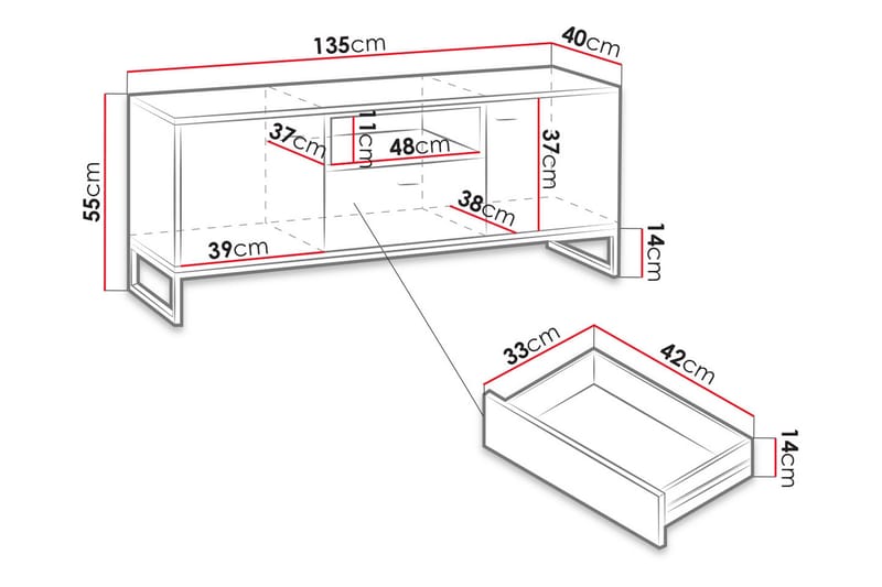 Ekomi TV-benk 135 cm - Møbler - Mediamøbel & tv møbel - TV-benk & mediabenk