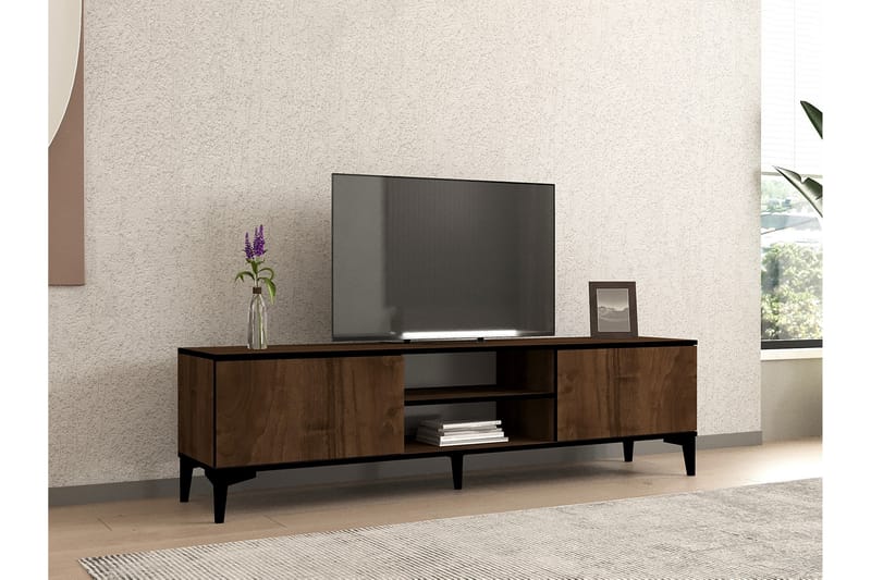 Erem TV-benk 180 cm - Valnøtt/Svart - Møbler - Mediamøbel & tv møbel - TV-benk & mediabenk