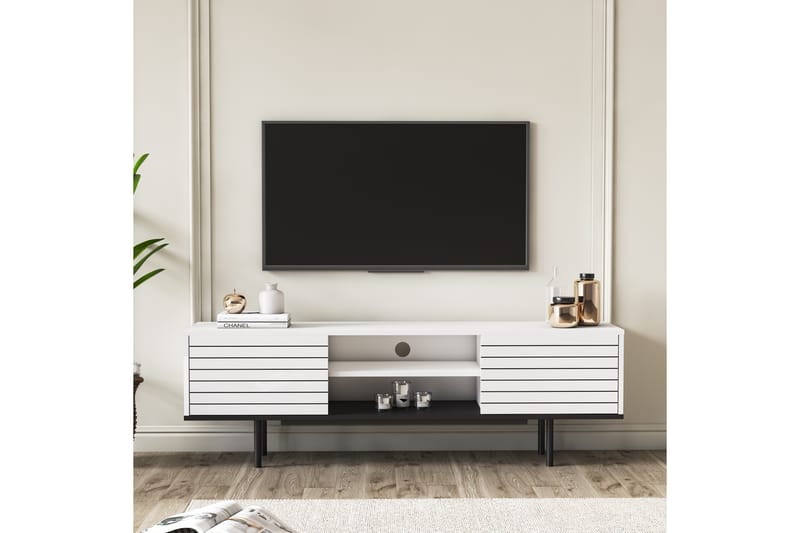 Ermita Tv-benk 160 cm - Hvit/Svart - TV-benk & mediabenk