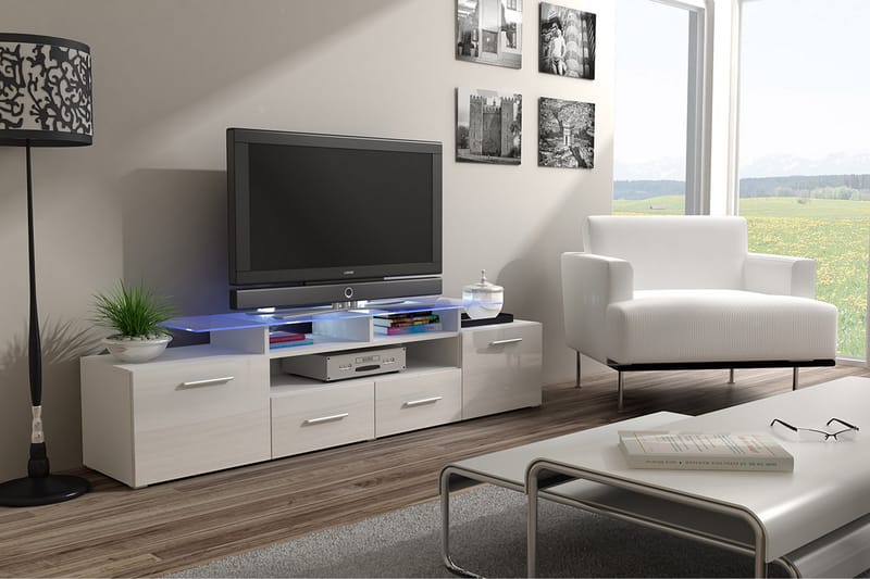 Evora TV-benk 194x39x39 cm - Beige/Grå/Hvit - Møbler - Mediamøbel & tv møbel - TV-benk & mediabenk