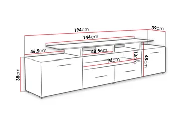 Evora TV-benk 194x39x39 cm - Beige/Grå/Hvit - Møbler - Mediamøbel & tv møbel - TV-benk & mediabenk