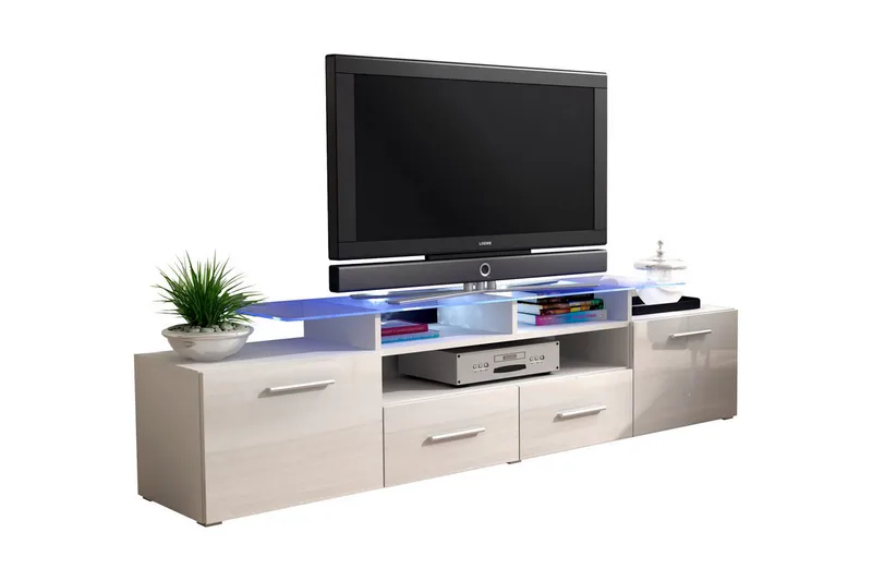 Evora TV-benk 194x39x39 cm, Beige/Grå/Hvit