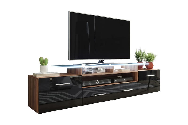 Evora TV-Benk 39x194 cm - Svart Høyglans - TV-benk & mediabenk