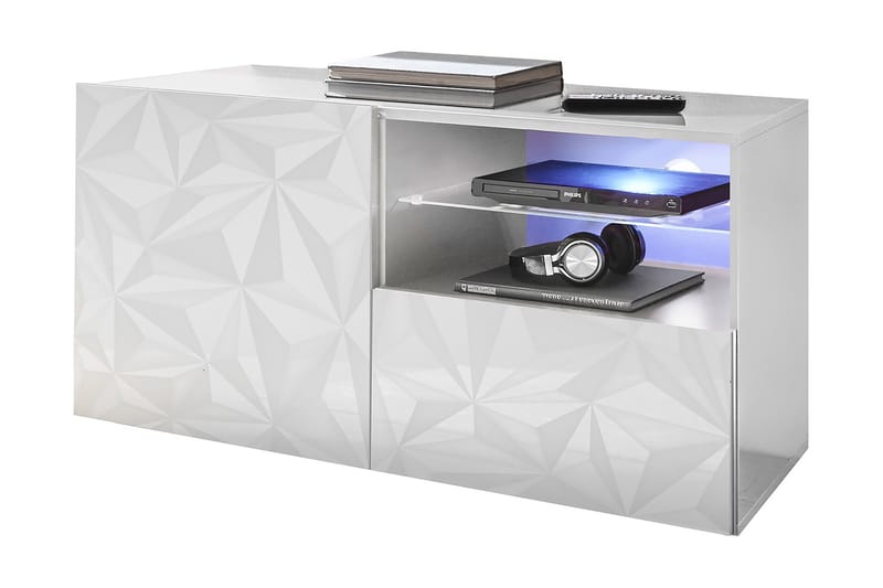 Fasett TV-benk 122 cm - Hvit - Møbler - Mediamøbel & tv møbel - TV-benk & mediabenk