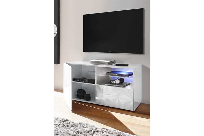 Fasett TV-benk 122 cm - Hvit - TV-benk & mediabenk