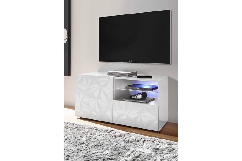 Fasett TV-benk 122 cm - Hvit - TV-benk & mediabenk