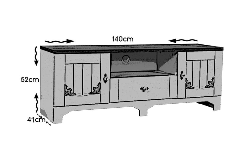 Gaszpar TV-benk 140 cm - Hvit/Valnøtt - TV-benk & mediabenk