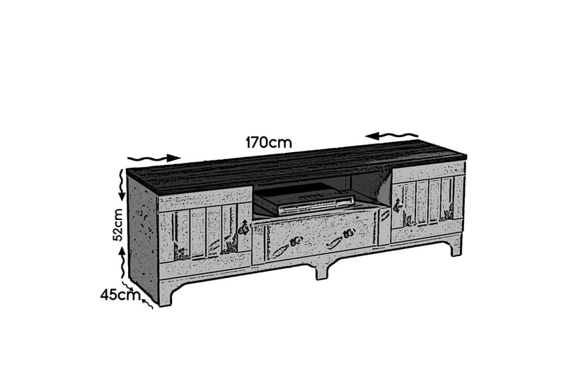 Gaszpar TV-benk 170 cm - Hvit/Valnøtt - Møbler - Mediamøbel & tv møbel - TV-benk & mediabenk
