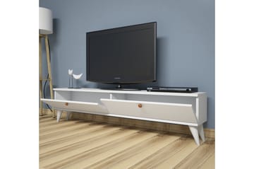 Gersby Gulvstående TV-benk 160 cm med Oppbevaring i Malt Tre - Hvit - Møbler - Mediamøbel & tv møbel - TV-benk & mediabenk