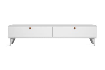 Gersby Gulvstående TV-benk 160 cm med Oppbevaring i Malt Tre - Hvit - Møbler - Mediamøbel & tv møbel - TV-benk & mediabenk