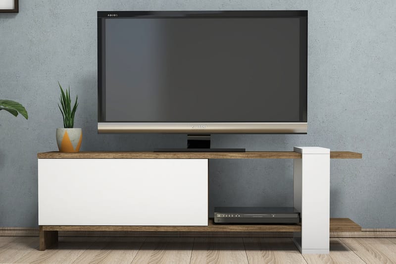 Gersby TV-Benk 120 cm - Brun/Hvit - Møbler - Mediamøbel & tv møbel - TV-benk & mediabenk