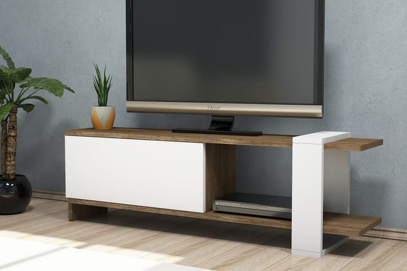 Gersby TV-Benk 120 cm - Brun/Hvit - Møbler - Mediamøbel & tv møbel - TV-benk & mediabenk