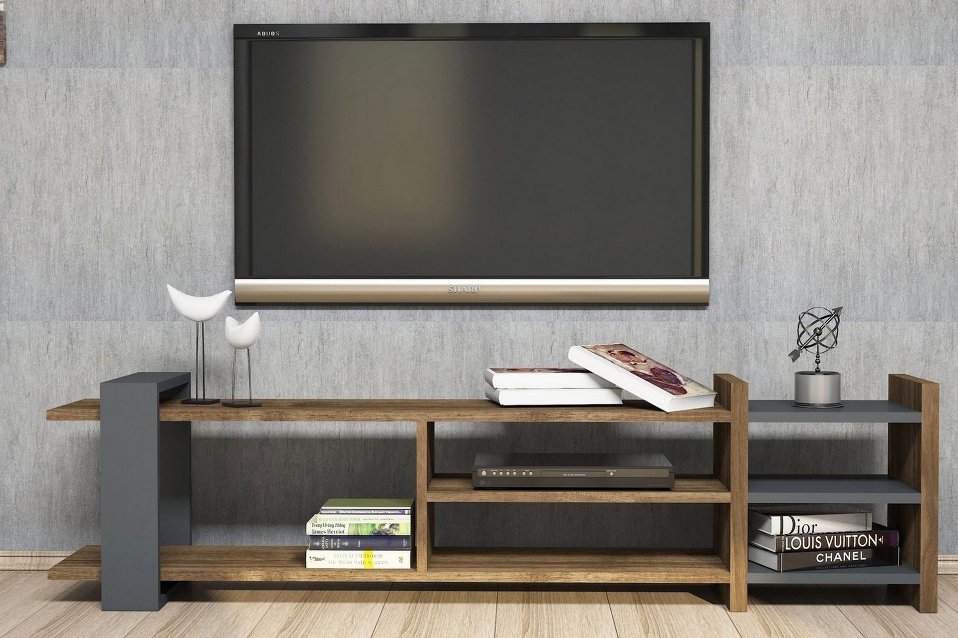 Gersby TV-Benk 156 cm - Brun/Grå - Møbler - Mediamøbel & tv møbel - TV-benk & mediabenk