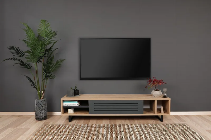 Gersby TV-Benk 160 cm - Brun/Grå - Møbler - Mediamøbel & tv møbel - TV-benk & mediabenk