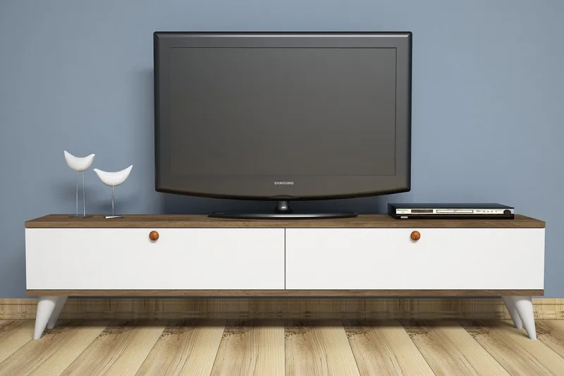 Gersby TV-Benk 160 cm, Hvit/Brun