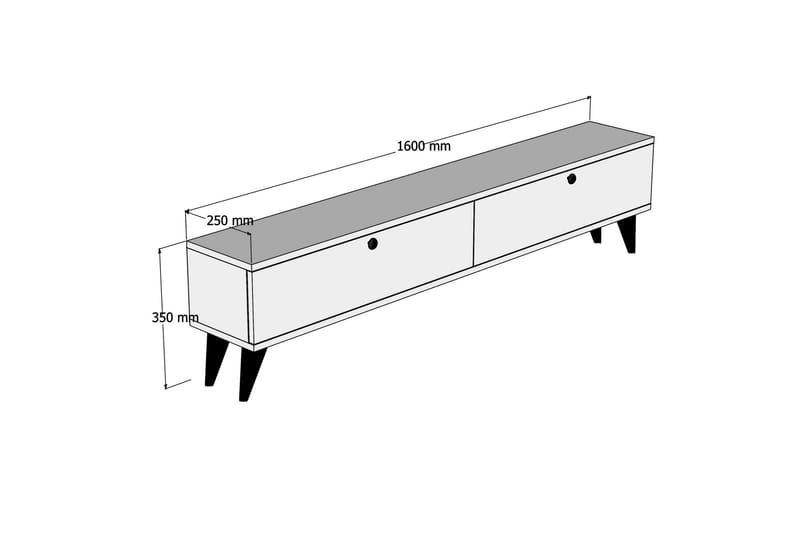 Gersby TV-Benk 160 cm - Hvit/Brun - Møbler - Mediamøbel & tv møbel - TV-benk & mediabenk