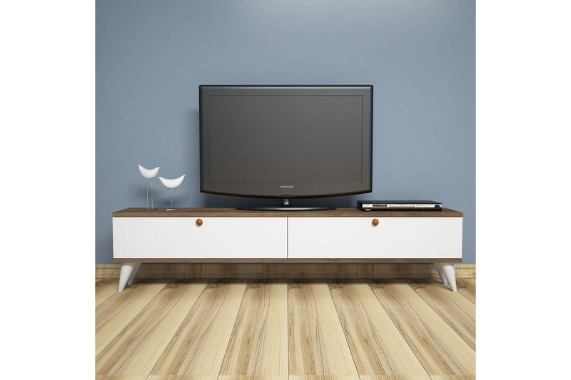 Gersby TV-Benk 160 cm - Hvit/Brun - TV-benk & mediabenk
