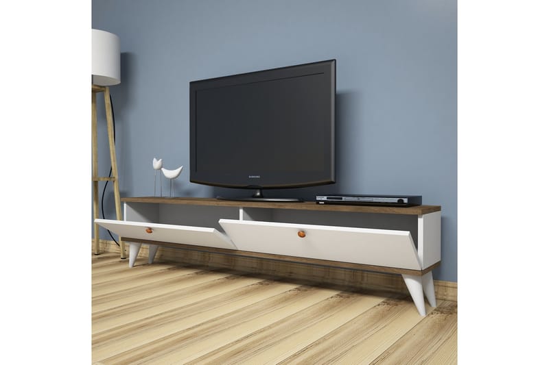 Gersby TV-Benk 160 cm - Hvit/Brun - Møbler - Mediamøbel & tv møbel - TV-benk & mediabenk