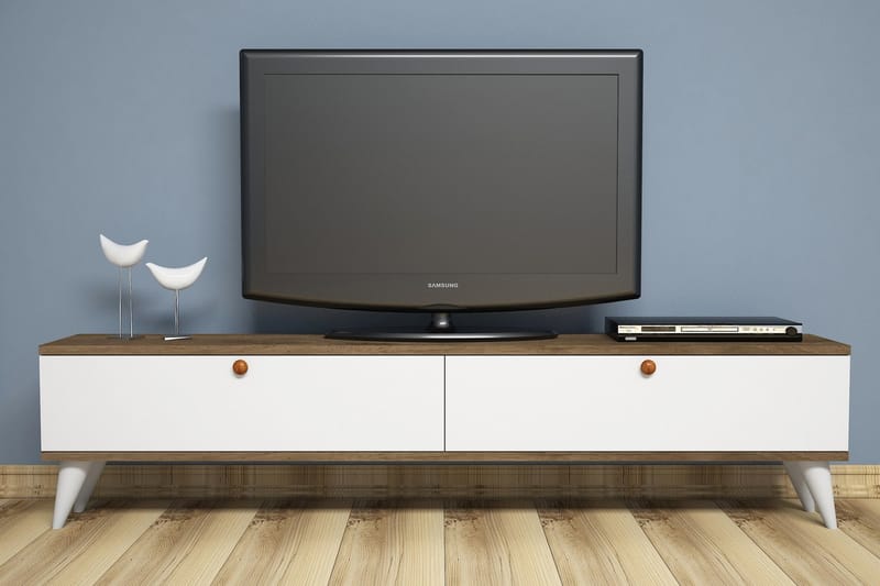 Gersby TV-Benk 160 cm - Hvit/Brun - TV-benk & mediabenk