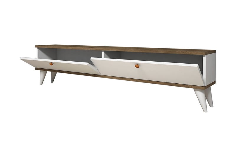 Gersby TV-Benk 160 cm - Hvit/Brun - Møbler - Mediamøbel & tv møbel - TV-benk & mediabenk