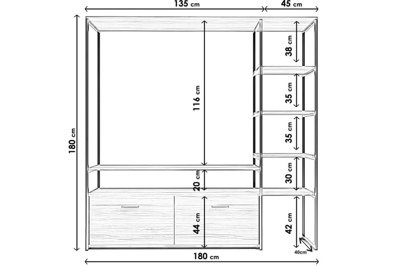 Gilzes TV-benk 180 cm - Valnøtt - Møbler - Mediamøbel & tv møbel - TV-benk & mediabenk