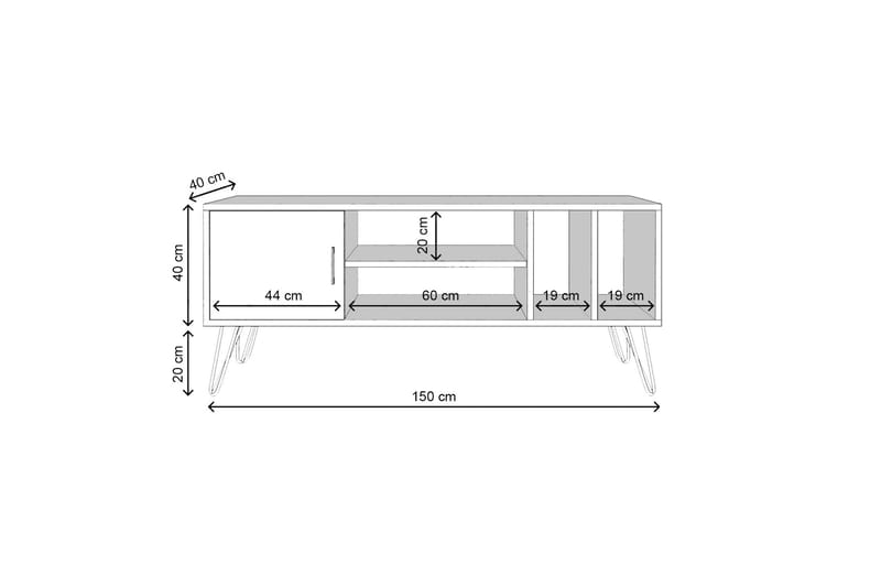 Grootland Tv-benk 150 cm - Svart/Brun - Møbler - Mediamøbel & tv møbel - TV-benk & mediabenk