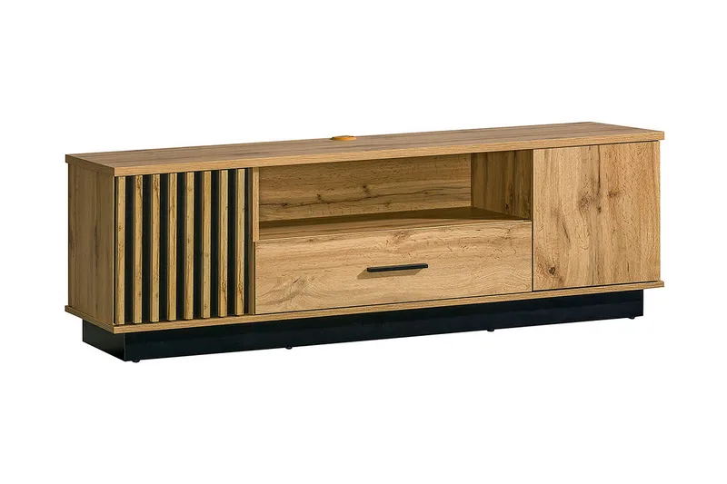 Gulvstående TV-benk 155 cm med Oppbevaring i Eik, Beige
