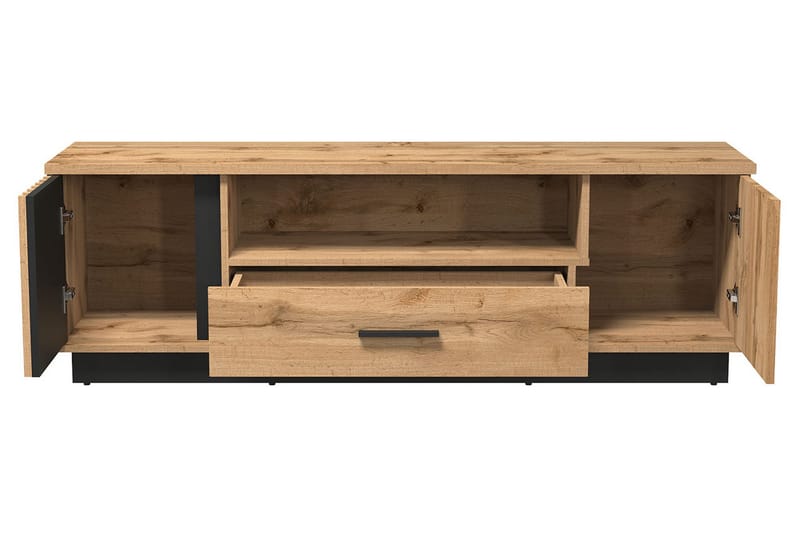 Gulvstående TV-benk 155 cm med Oppbevaring i Eik - Beige - Møbler - Mediamøbel & tv møbel - TV-benk & mediabenk