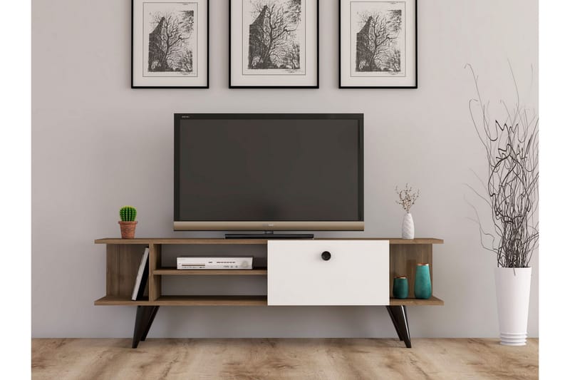 Gurnar TV-benk 120 cm - Valnøtt / Hvit - Møbler - Mediamøbel & tv møbel - TV-benk & mediabenk