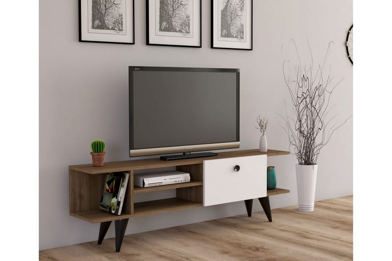 Gurnar TV-benk 120 cm - Valnøtt / Hvit - Møbler - Mediamøbel & tv møbel - TV-benk & mediabenk