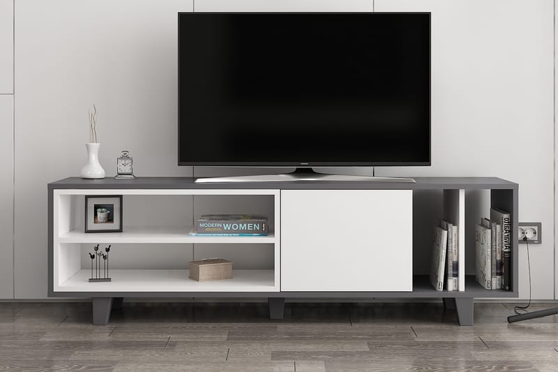 Hachen Tv-benk 160 cm - Hvit/Antrasitt - TV-benk & mediabenk