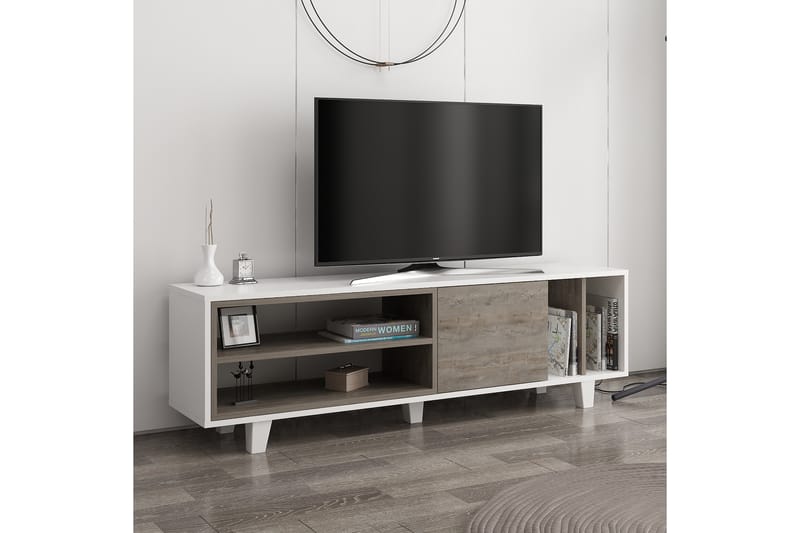 Hachen Tv-benk 160 cm - Hvit/Mørkebrun - TV-benk & mediabenk