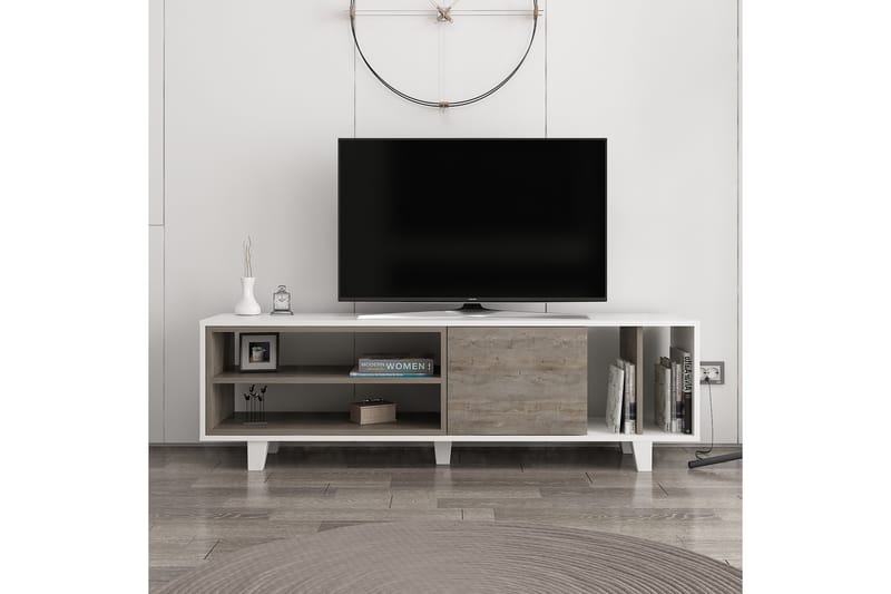 Hachen Tv-benk 160 cm - Hvit/Mørkebrun - TV-benk & mediabenk