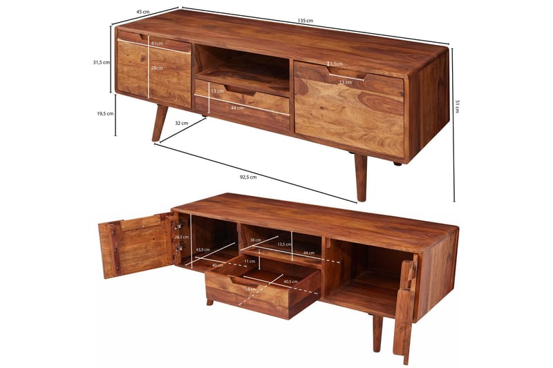 Hades TV-Benk 135 cm - Brun - Møbler - Mediamøbel & tv møbel - TV-benk & mediabenk