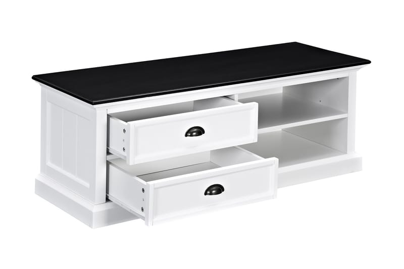 Hampton TV-benk 120 cm - Mahogni Hvit/Svart - Møbler - Mediamøbel & tv møbel - TV-benk & mediabenk