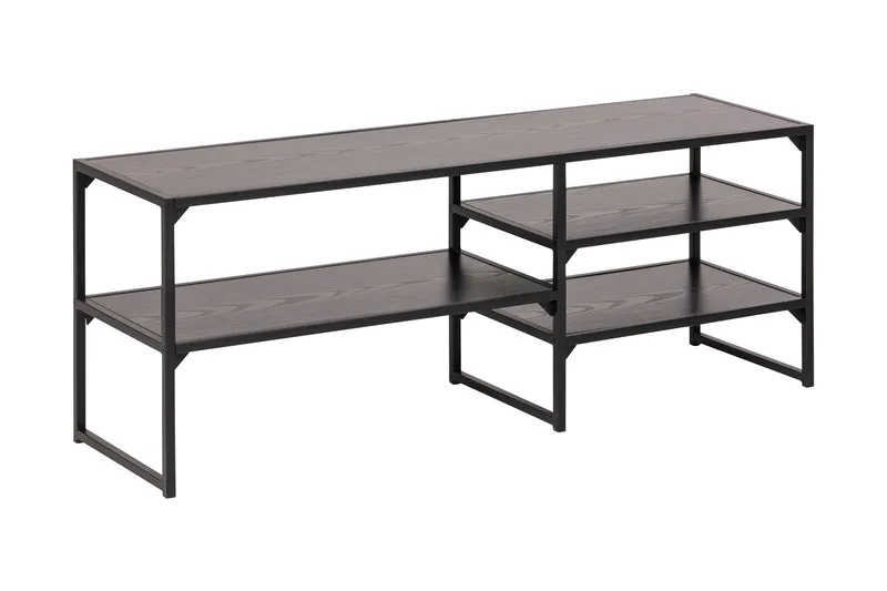 Hasslevik Tv-benk 120 cm 3 Hyller, Svart/Matt Svart