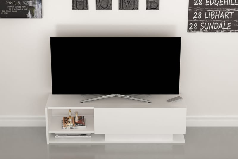 Hejde Gulvstående TV-benk 120 cm med Oppbevaring i Malt Tre - Hvit - Møbler - Mediamøbel & tv møbel - TV-benk & mediabenk