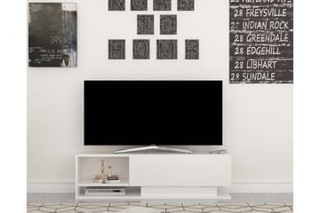 Hejde Gulvstående TV-benk 120 cm med Oppbevaring i Malt Tre - Hvit - Møbler - Mediamøbel & tv møbel - TV-benk & mediabenk