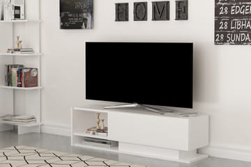 Hejde Gulvstående TV-benk 120 cm med Oppbevaring i Malt Tre - Hvit - Møbler - Mediamøbel & tv møbel - TV-benk & mediabenk