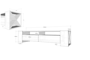 Hejde TV-benk 155 cm - Hvit/Brun - Møbler - Mediamøbel & tv møbel - TV-benk & mediabenk