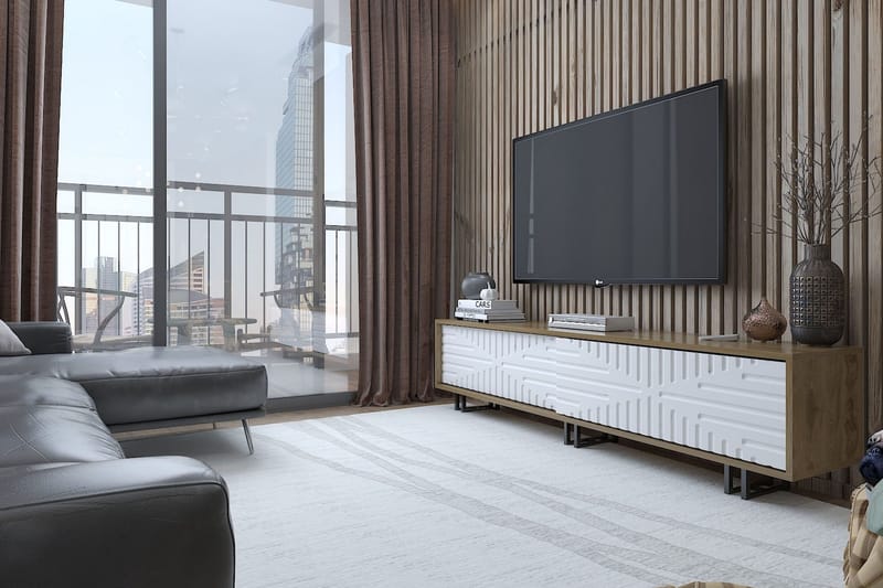 Hejde TV-Benk 180 cm - Brun/Hvit - Møbler - Mediamøbel & tv møbel - TV-benk & mediabenk