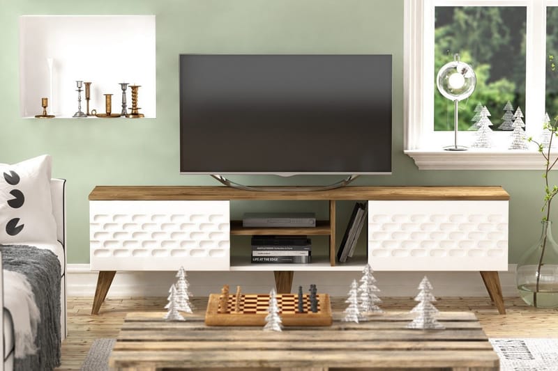 Hejde TV-Benk 180 cm - Hvit/Brun - Møbler - Mediamøbel & tv møbel - TV-benk & mediabenk