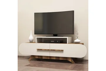 Hovdane Gulvstående TV-benk 145 cm med Oppbevaring i Mørkt Tre - Hvit - Møbler - Mediamøbel & tv møbel - TV-benk & mediabenk