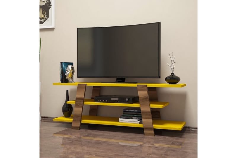 Hovdane TV-Benk 120 cm - Brun/Gul - Møbler - Mediamøbel & tv møbel - TV-benk & mediabenk