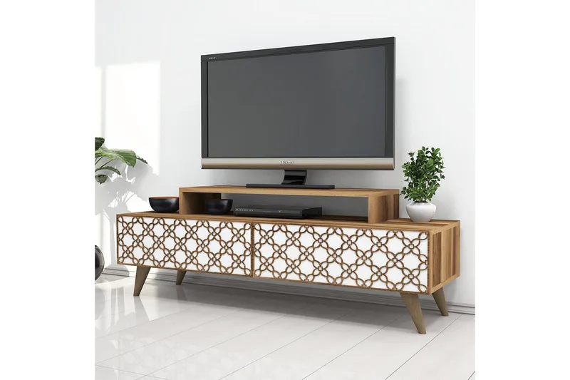 Hovdane TV-Benk 140 cm - Brun/Hvit - Møbler - Mediamøbel & tv møbel - TV-benk & mediabenk