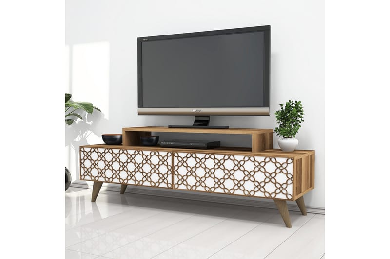 Hovdane TV-Benk 140 cm - Brun/Hvit - Møbler - Mediamøbel & tv møbel - TV-benk & mediabenk