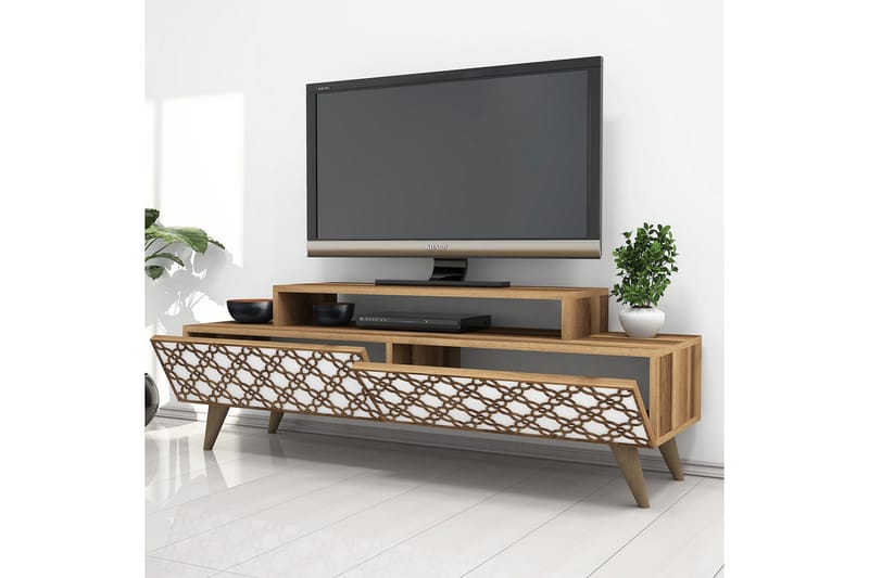 Hovdane TV-Benk 140 cm - Brun/Hvit - Møbler - Mediamøbel & tv møbel - TV-benk & mediabenk