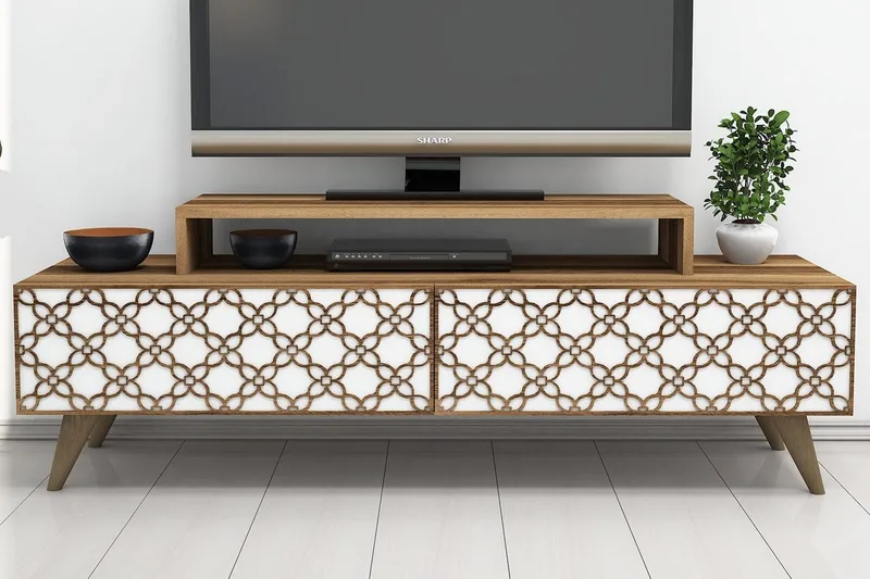 Hovdane TV-Benk 140 cm - Brun/Hvit - Møbler - Mediamøbel & tv møbel - TV-benk & mediabenk