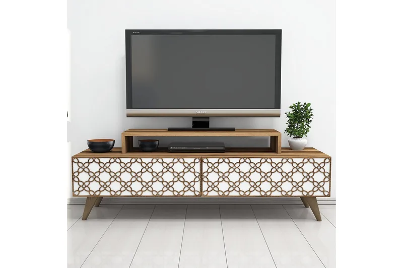 Hovdane TV-Benk 140 cm - Brun/Hvit - Møbler - Mediamøbel & tv møbel - TV-benk & mediabenk